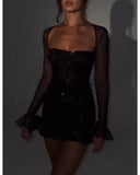 Fongt Babes Dress Black Flashing Little Dress Perspective Elasticity