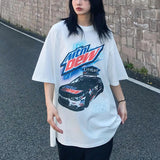 Classic Retro Racing Car Printing T Shirts Men Women Oversized T Shirt Cool Streetwear Couples Summer Tee Y2K Tops