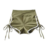 New Summer Style High-Waisted Shorts With Banged Edges And Tight Hips And Rope Straps For Sports Casual Pants-Outfit