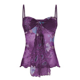 Fongt Cloth Forget Retro National Style Print Folded Bracing Strap Net Yarn Hottie Sexy Sling Suit