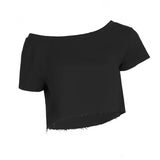 Fongt Street Style Languid Shoulders Loose Simple Leisure Long-Sleeved Shawl Hottie Umbilical Thin Top