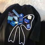 Chic Appliques Butterfly Bow Creative T Shirts Sweet Girl Kawaii Clothes 2023 Summer Large 2XL Korean Brand Office Ladies-Outfit