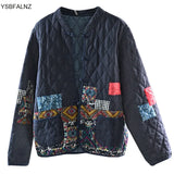 And Spring Art Style Women's Long-sleeved Retro Short Jacket Patchwork Cotton And Linen Single-breasted Padded