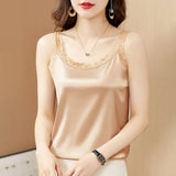 Women's Tank Tops 2023 Spring Sexy Crop Vest Solid Camisole Female Off Shoulder Satin Floral Sleeveless Clothes Women Basic
