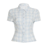 Fongt Design Style Buckle Shirt 2025 Summer Babes Ancient Early Slimming Leisure New Top