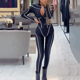 Fongt 2023 New Fashion Stripe Pressing Tight Sexy Bottom Jumpsuit-Outfit