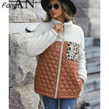 Casual Cardigan for Women Long Sleeve Loose Round Neck Stitching Zipper Fleece Jacket Demi-season Jacket for
