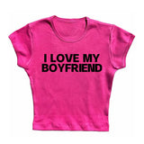 LOVE MY BOYFRIEND Summer Fashion Girls Pink Y2k Crop Top Harajuku Short Sleeve Women T-Shirt Baby Tee Streetwear EMO Girl Punk-Outfit