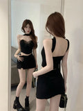 Fongt Girls Hanging Necked Heavy Industry Butterfly Embroidery Show Skinny Short Suspension Sling Vests Women Wearing Summer