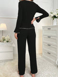 Fongt Autumn And Winter Collar Long-Sleeved Trousers Lady Pajamas Set Homewear