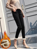 Pencil Jeans Women Thicken Lamb Fluff Skinny Denim Pants High Waist Warm Lambwool Lined Stretch Vaqueros Big Size 34