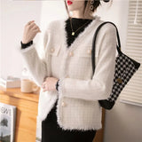 Fongt Autumn And Winter Small Jacket V Collar Plaid Mink Velvet Cardigan French Temperament Small Fragrant Wind Short Coat Female-Outfit
