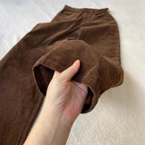 Fongt Coffee Color Wick Plus Velvet Sleeves Sleeves Women Autumn And Winter Small High-Waist Loose Loose Thickened Long Pants