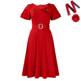 Fongt Women's 2025 Summer Women's New Fashion Collar Solid Color High Waist Dress African Dress