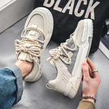 Men Skateboarding Shoes Canvas Comfortable Thick Bottom Platform Shoes Men Casual Vulcanized Shoes Sneakers Student Shoes-Outfit