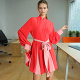 Design Sense Splicing Top Dress 2025 New Fashion High-End Retro Strap To Receive Waist-Skinny Coat Female