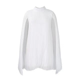 Fongt Women's 2025 New Temperament Fashion Chiffon Cape Bat Sleeve Large Dress