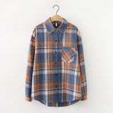 New Loose Design Cotton Plaid Shirt Women Young Style Long Sleeve Blouses Casual Shirts Lady Tops Clothes