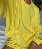 Cotton Sets Women 2020 New Autumn Casual Two Pieces Loose Tops and Short Pants Outfits Solid Tracksuit