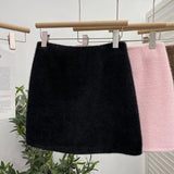 Fongt Shooting Pink Hair This Dress Girl Autumn And Winter High Waist A-Buffed Short Skirt Anti-Light One-Step Skirt 8871