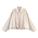 Fongt Spring New Velvet-Sensitive Collared Loose Bomber Jacket Jacket