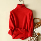 Turtleneck Sweater Women Big Size 4XL Imitation Mink Lined Pullover Thicken Warm Knit Tops Soft Slim Knitwear Jumper
