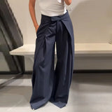 Fongt Autumn 2025 New Fashion Temperament Loose Striped Broad Leg Suit Pants