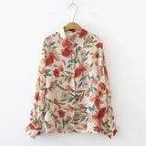 New Arrival Women See Through Print Lantern Sleeve Chiffon Blouse Button Up Transparent Shirt Casual Sunscreen Tops