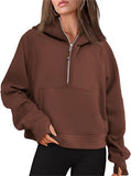 Fongt Autumn And Winter New Fashion Leisure Sports Half Zipper Hooded Short Plus Velvet Wear
