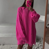 Women's Knitted Padded Pullover Ripped Sweater Autumn Winter Oversized Tops Female Long-sleeved Casual Clothing TH855-Outfit