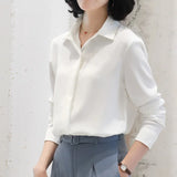 Simplicity Chiffon Shirt and Tops 2021 New Women Solid Colors Casual Long Sleeve Blouse Lady Office OL Shirts