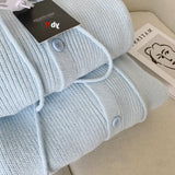 Fongt And Winter Long Sleeve Hooded Knitted Knitted Women's Solid Color Design Wearing Milk Sweater Cardigan Jacket Solid
