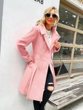 Fongt Autumn And Winter New Long Haired Women's Coat Ebay Large-Size Coat Wish Double Buckle