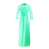Autumn Dress Red Long-Sleeved Lace Perspective Dress Evening Dress-Outfit