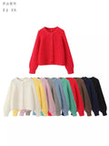 Fongt 2025 New Women's Solid-Color Casual Fashion Coarse Knit Long-Sleeved Sweater Cardigan Jacket