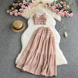 Fongt Reduction Suit Female Summer Outfit 2023 New Sling Jacket Short Style Versatile Big Swing Skirt Sweet Two Sets Of Tide-Outfit