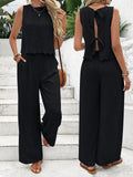 Fongt Summer Women's Fashion Ice Silk Sleeveless Vest Casual Pants Set New