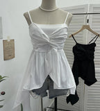 Fongt Shooting Irregular Kinky Skirt Shaved Belly Thin Sling Vest Design Slim Slime Sleeveless Top 9150