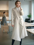 Fashion Irregular Design Long Coat 2025 Summer New Slant Door Fowl Solid Color With Wind Coat