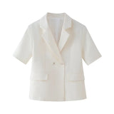 Fongt Women's New Fashion Short Sleeve Suit-Flame High-Rise Casual Dress Set