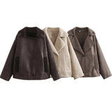 Fongt Women's Explosive Lamb Woolen Collar Coat Fashion Trendy Korean Version Of Casual