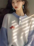 Fongt Bubble Sleeve Sweater Women's 2025 New Gentle Lazy Sensing Embroidered Knitted Dresses