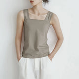 Fongt Cotton Jersey 7-Color 2025 New Summer T-Shirt Women's Slings South Korea Dongdae