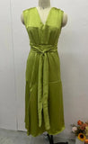 Fongt 2024 Summer New Women's Pure Desire Wind V-Neck Sleeveless Waist Elegant Dress-Outfit