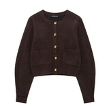 Fongt Homemade New Women's Knitted Coat Side Suture High Waisted Slid Mini