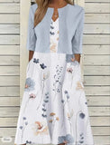 Fongt Ebay Lady Light Mature Temperament Elegant Long Dress Two-Piece Dress-Outfit