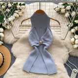 Fongt Luxury Gold Wind High-End Sleeveless Knitted Vest Women Summer Metal Kinesi Design Chic Hot Girl Top Tide