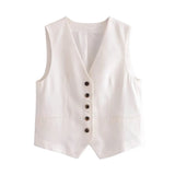 Autumn Style New Style Tooling Style Solid Color Slim Vest Shorts Leisure Suit-Outfit