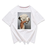 Neck Short Sleeve Loose Harajuku Avatar Print Chic Women's T-shirt Summer Korean Version 95% Cotton Stretch Female