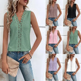 New Summer V-neck Stitching Hollow-out
